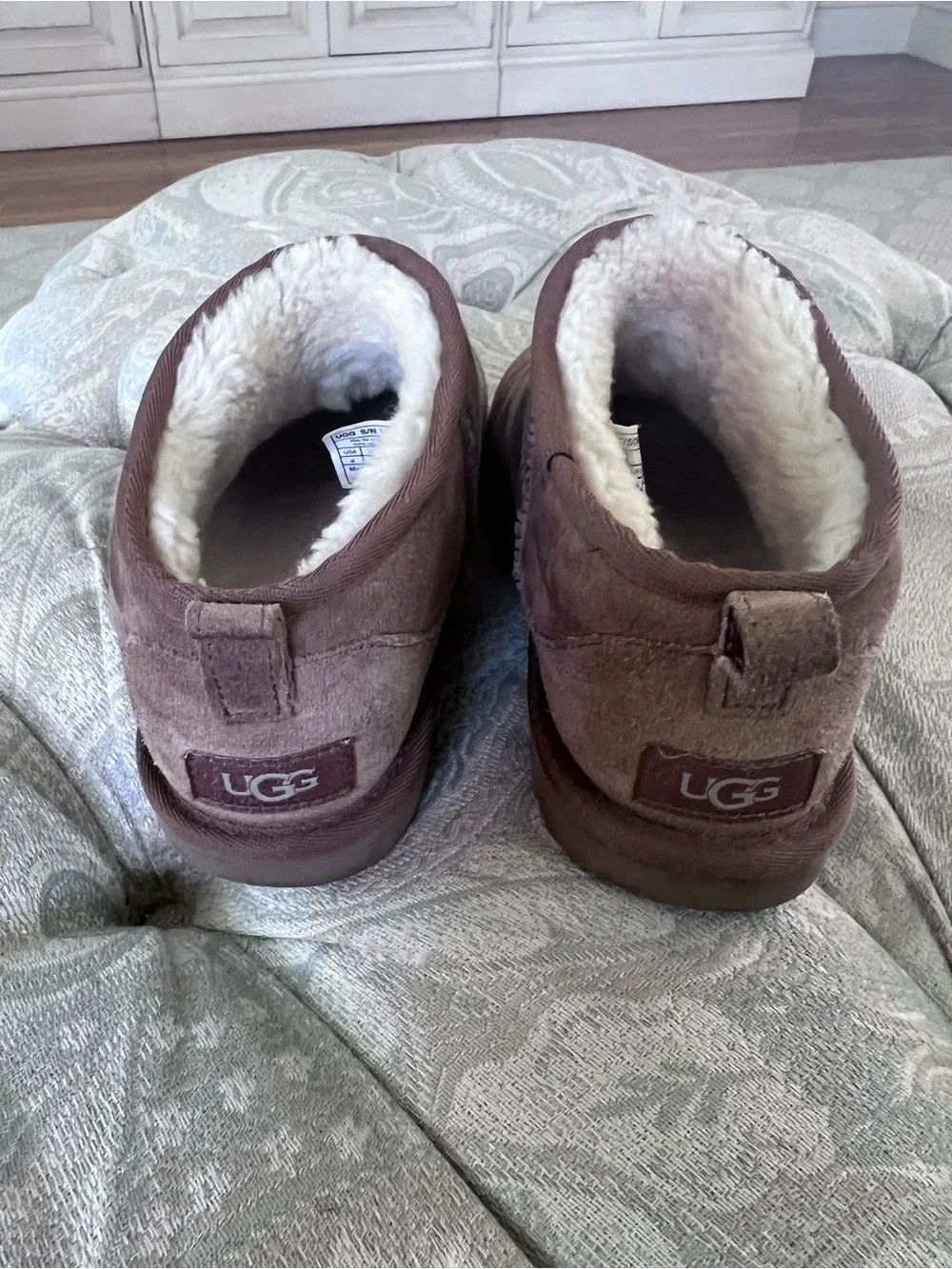 Uggs Cozy Fleece-Lined Suede Slip-On Booties - Brown
